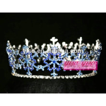 Moda safira colorido floco de neve tiara de cristal